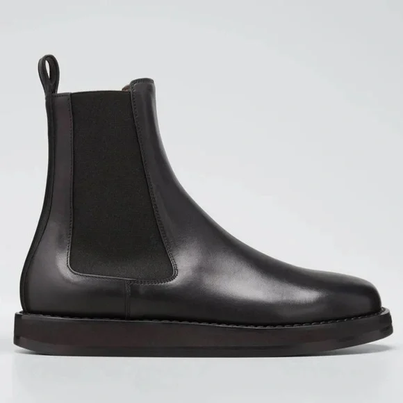 The Row Gaia Black Leather Ankle Boots - Picture 4 of 11